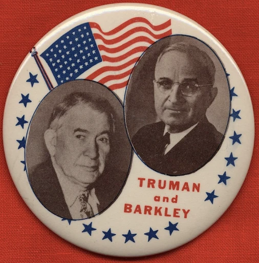 Truman-Barkley 1948 Campaign Button (1948) | Wikimedia Commons 