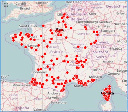 Map of terrorist incidents in France | Wikimedia