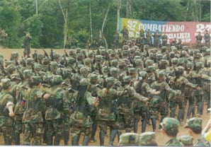 FARC guerrillas marching in formation during the Caguan peace talks (1998) DEA Public Affairs | Wikipedia