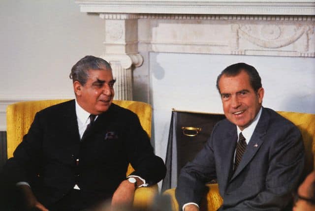 President of Pakistan Yahya Khan with United States President Richard Nixon during the third President of Pakistan visit to the U.S. in October 1970 | Oliver F. Atkins | Wikimedia Commons
