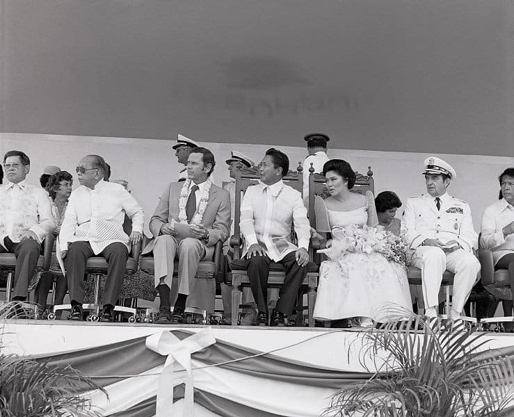 U.S. Ambassador Richard Murphy and the Marcoses view turnover ceremonies at Clark Air Force Base in the Philippines (14 March 1979) Al Ramones & Domie Quiazon | National Archives and Records Administration