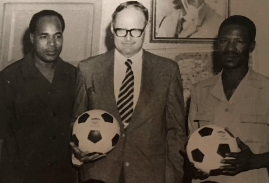 William Harrop Distributing Soccer Balls in Guinea (1976) U.S. Government | Tales of American Diplomacy