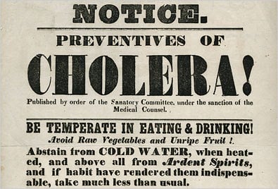 Cholera prevention poster by the Sanatory Committee (between circa 1830 and circa 1840) New York Historical Society | Wikimedia Commons