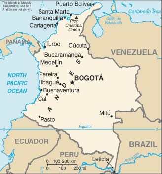 Map of Colombia. Uploaded March 16, 2013. Source: Wikipedia