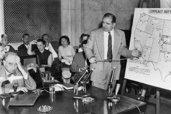 McCarthy during the Army-McCarthy hearings, U.S Senate