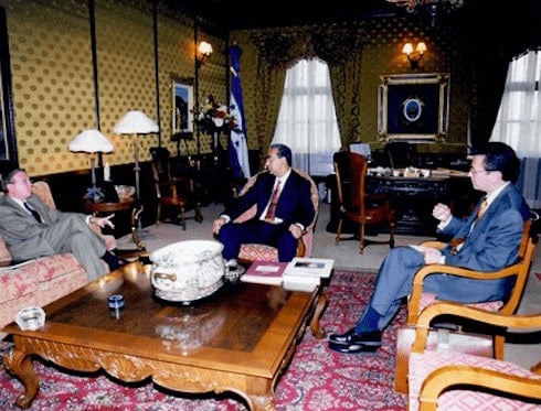 Ambassador Almaguer during a meeting with President of Honduras, Carlos Flores, and his Foreign Minister, Ricardo Bermudez, in the President’s office | Courtesy of Frank Almaguer