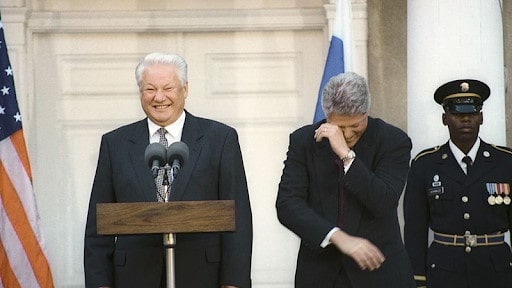 Boris Yeltsin with Bill Clinton, 1995 | Wikimedia