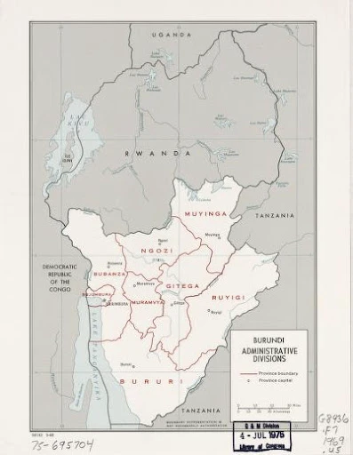 Burundi, administrative divisions. (1969) United States. Central Intelligence Agency.