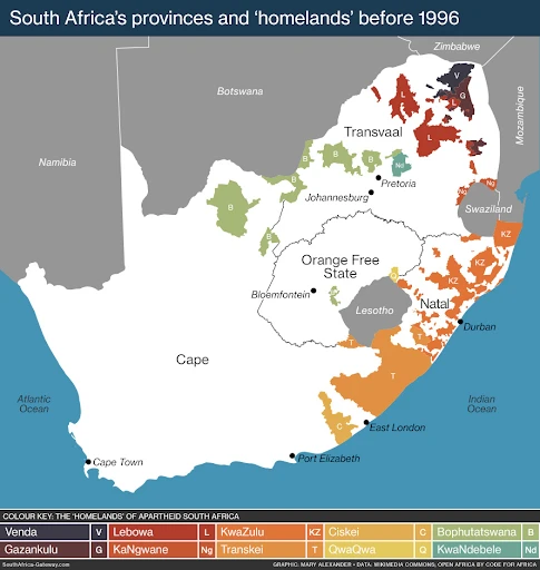 South Africa’s Provinces and ‘Homelands’ Before 1996 (2018) Mary Alexander | South Africa•Gateway.com