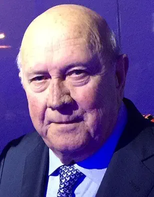 Former South African President F.W. de Klerk at the World Summit of Nobel Peace Laureates in Barcelona 2015