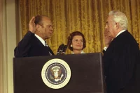 The swearing in of U.S. President Gerald Ford by Supreme Court Chief Justice Warren Burger, 1974. Robert L. Knudsen, White House Press Office