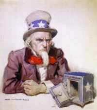 Uncle Sam with empty treasury. James Montgomery Flagg