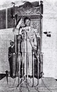 Mobutu swearing in again as president. Ministry of Information of the Democratic Republic of the Congo