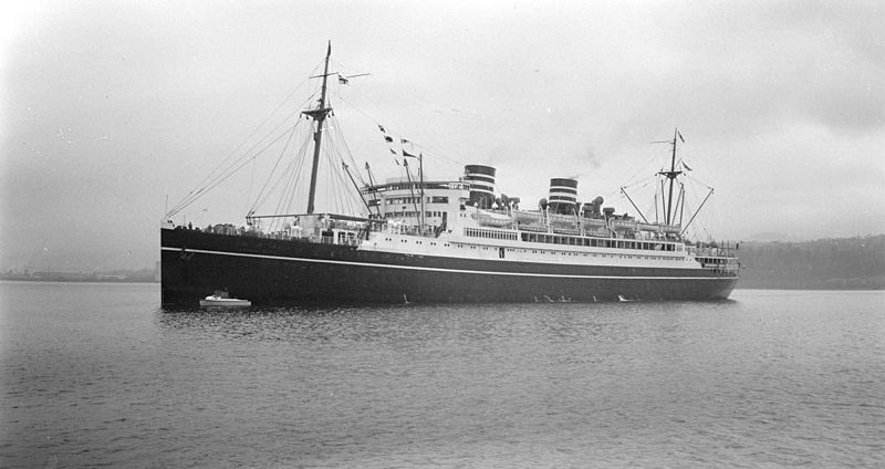 View of the ship Asama Maru of the NYK Line. Walter E. Frost