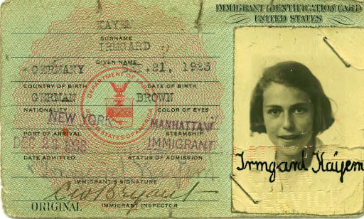 Irmgard Kayem’s immigrant identification card  signed by Richard H. Davis. Photos courtesy of Stephen Keat.