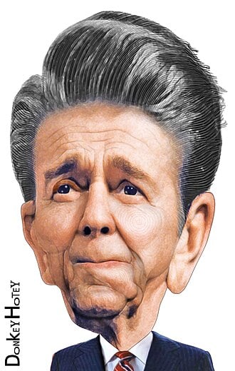 Ronald Reagan caricature. DonkeyHotey