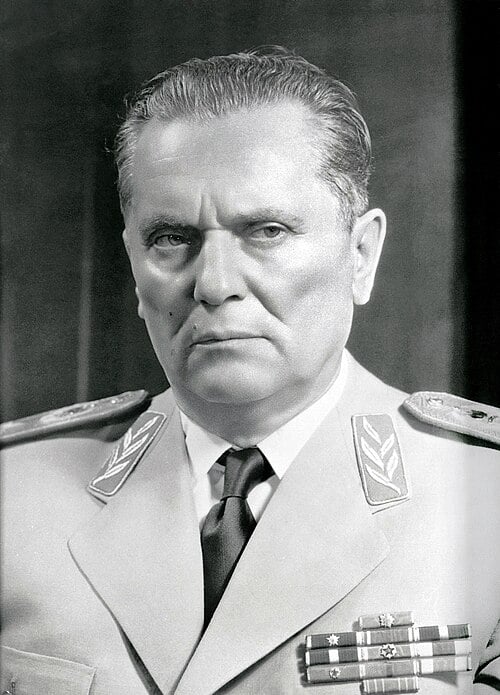 Portrait of the President of Yugoslavia wearing his signature marshal uniform | See page for author, Public domain, via Wikimedia Commons